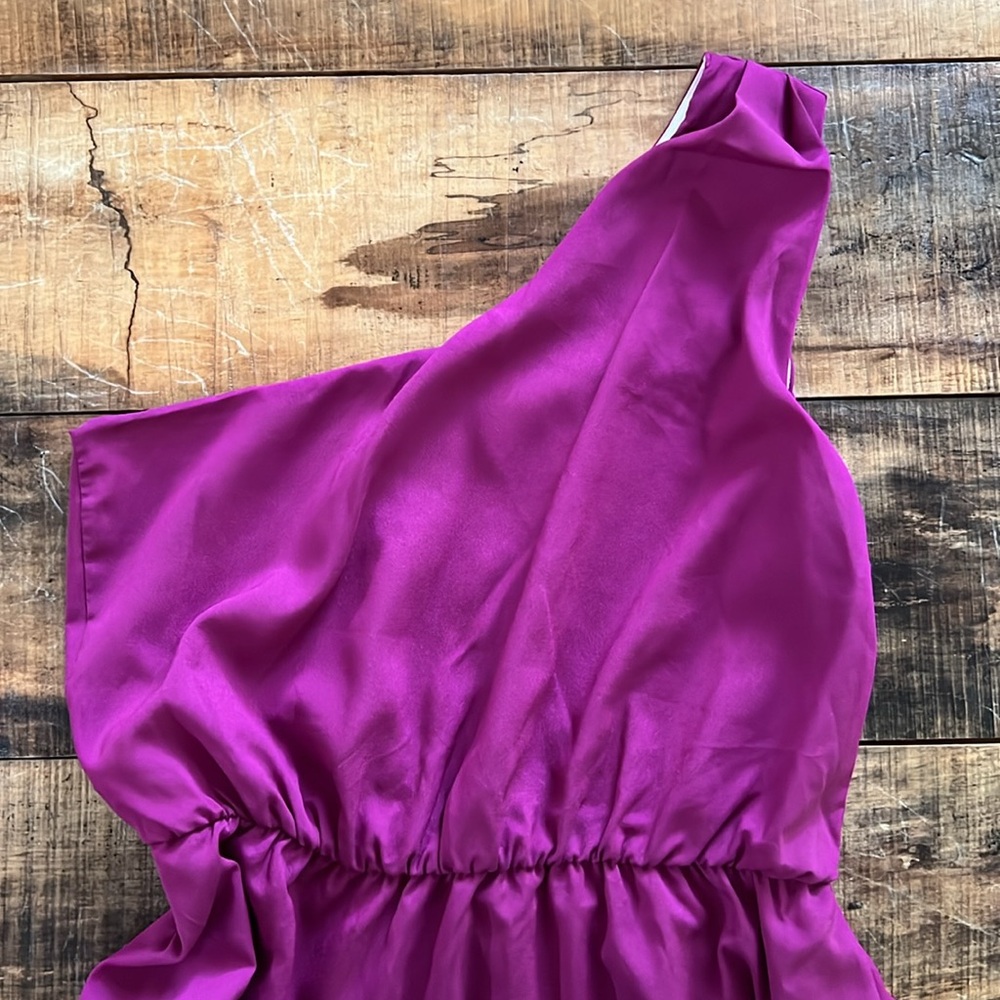 One Shoulder Fuchsia Maxi Dress